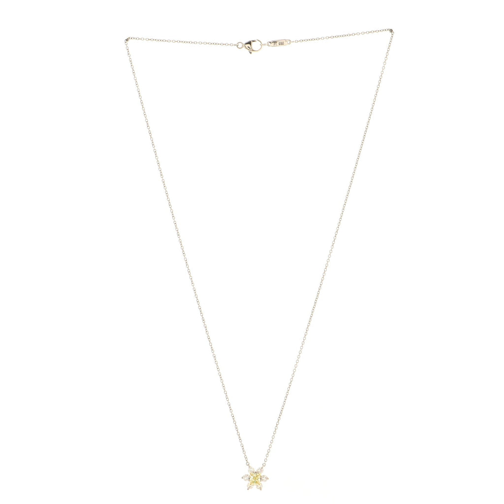 Buttercup Pendant Necklace Platinum with Yellow Diamond and Diamonds