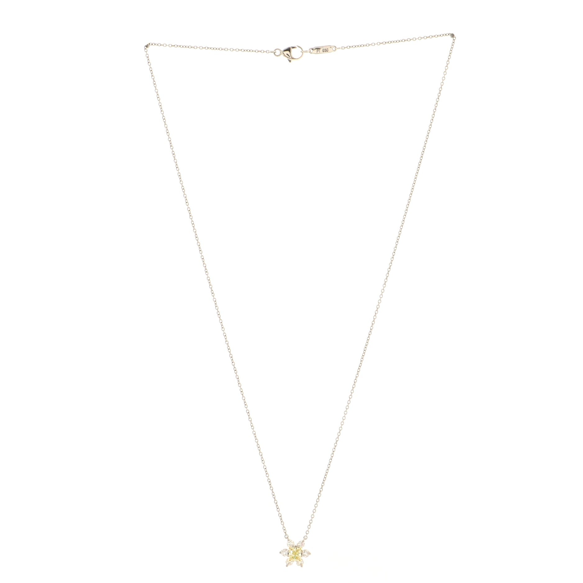 Buttercup Pendant Necklace Platinum with Yellow Diamond and Diamonds