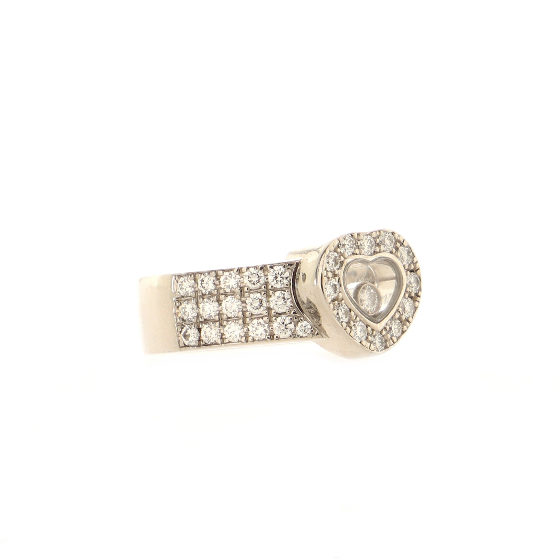 Happy Diamond Heart Ring 18K White Gold and Diamonds