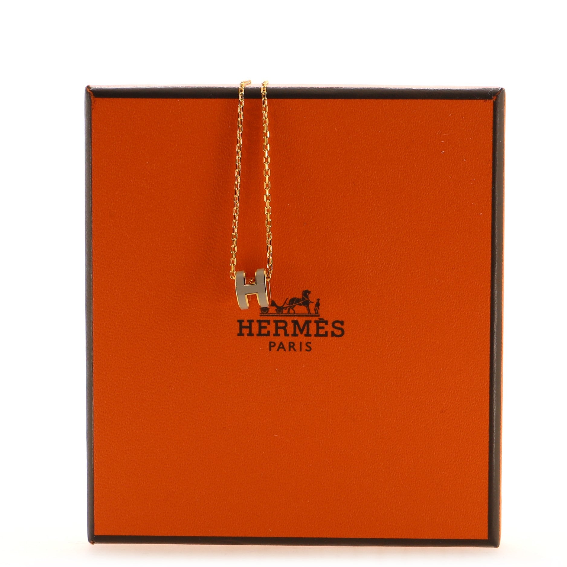 Pop H Pendant Chain Necklace Metal and Enamel Mini
