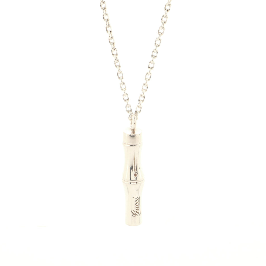 Bamboo Drop Pendant Necklace Sterling Silver