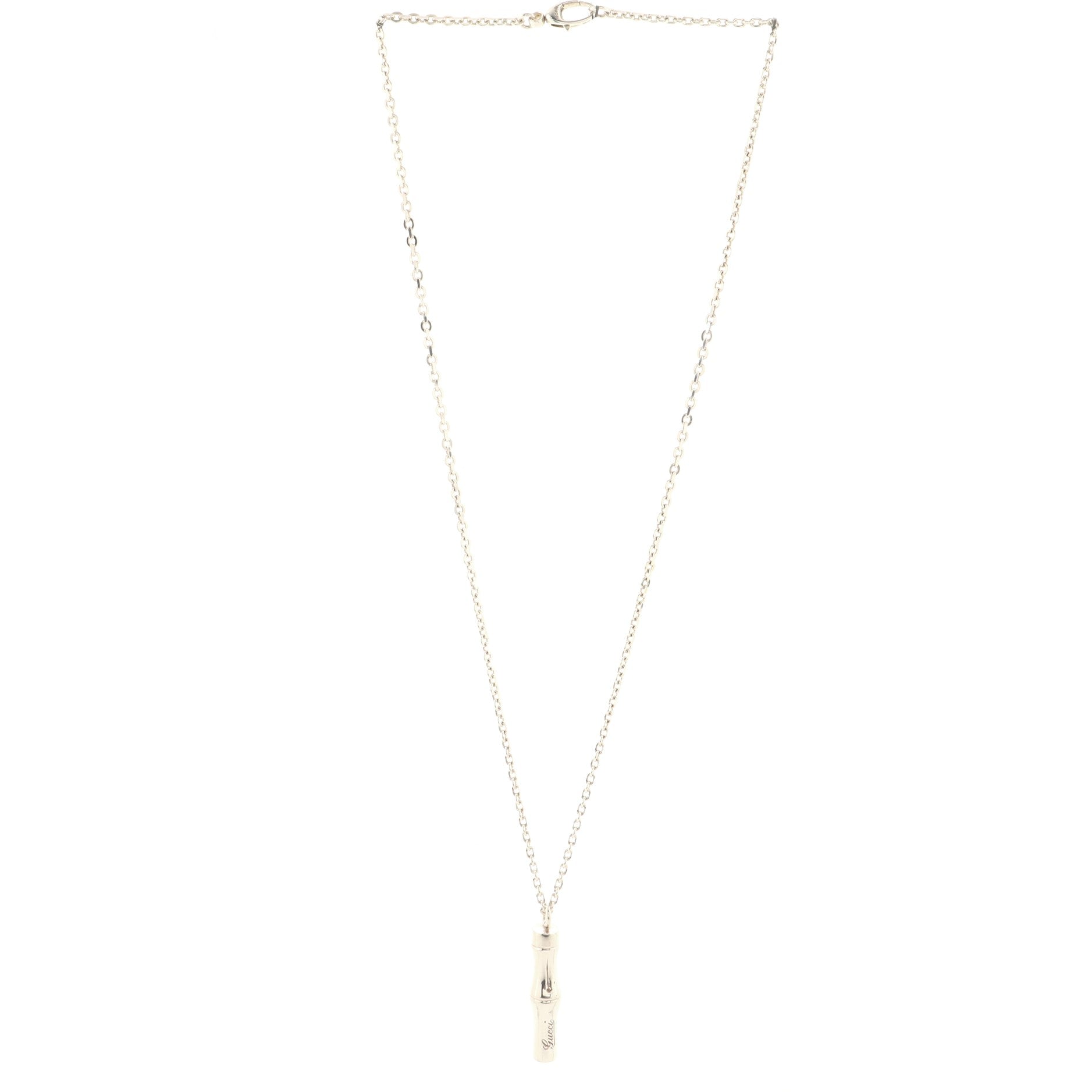 Bamboo Drop Pendant Necklace Sterling Silver