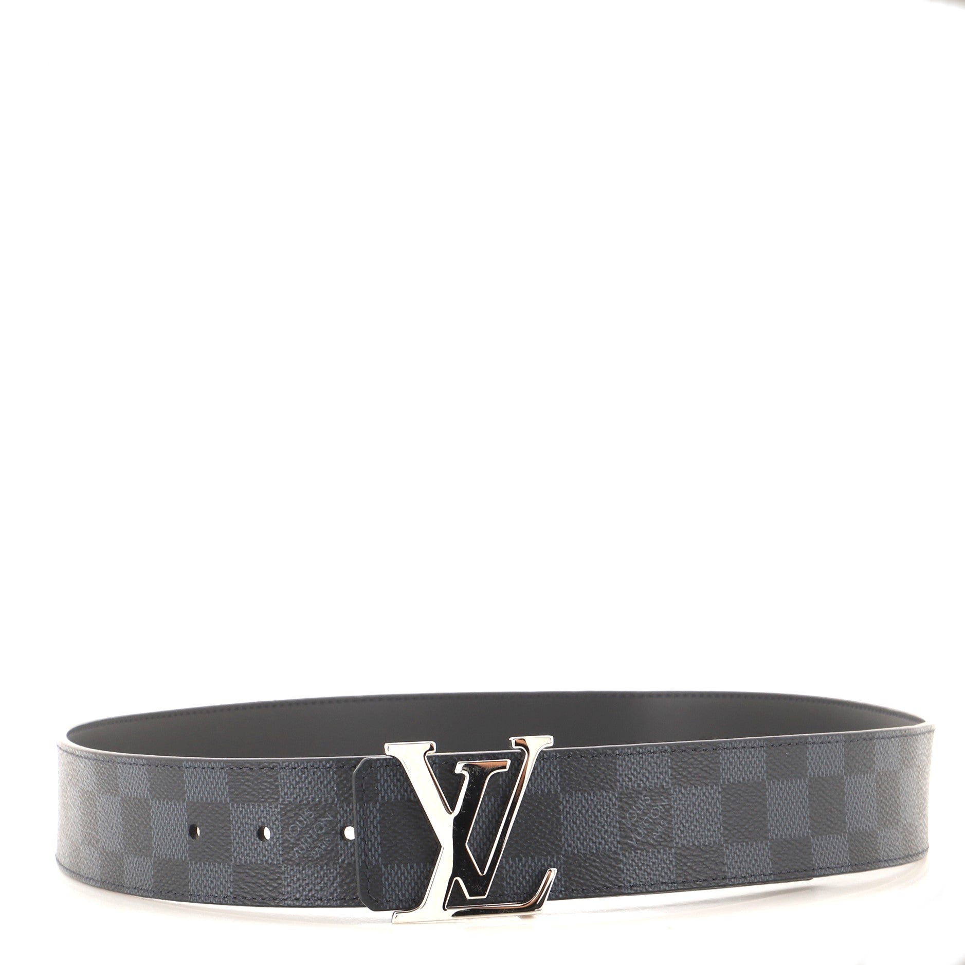 LV Initiales Reversible Belt Damier Cobalt and Leather Wide 90