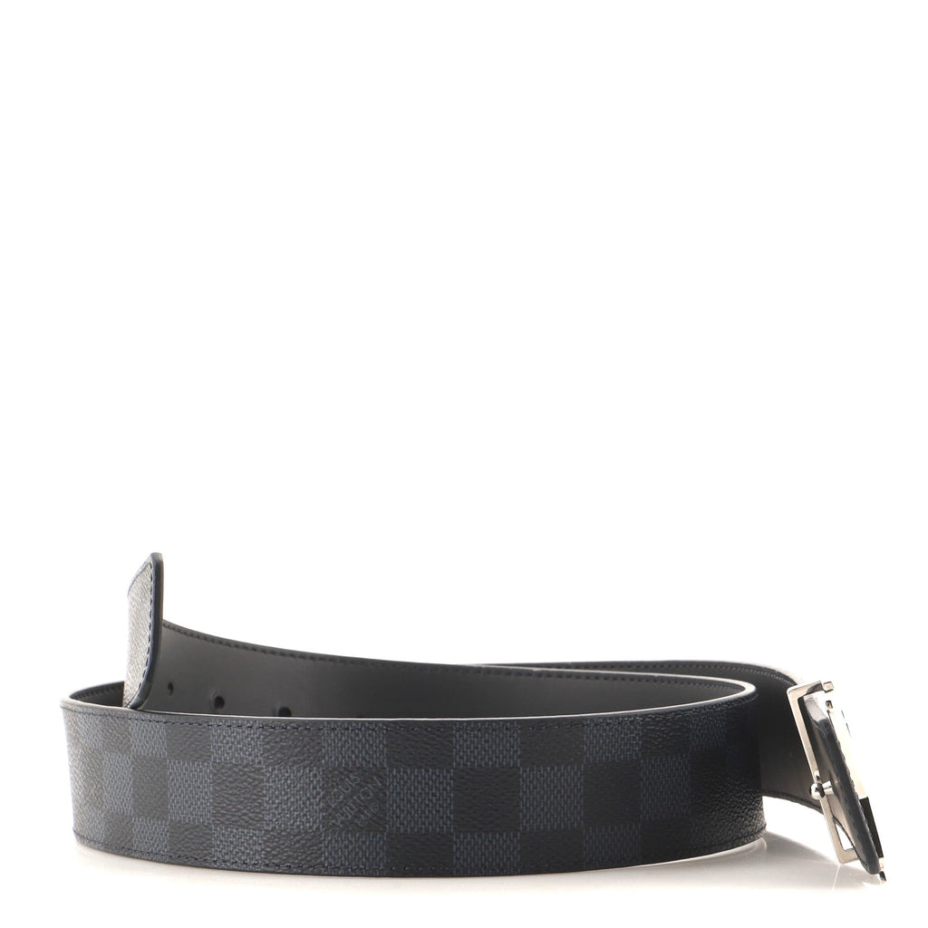 LV Initiales Reversible Belt Damier Cobalt and Leather Wide 90