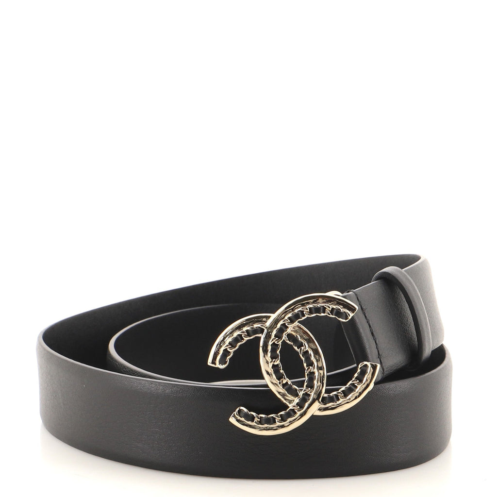 Woven Chain CC Buckle Belt Leather Medium 85