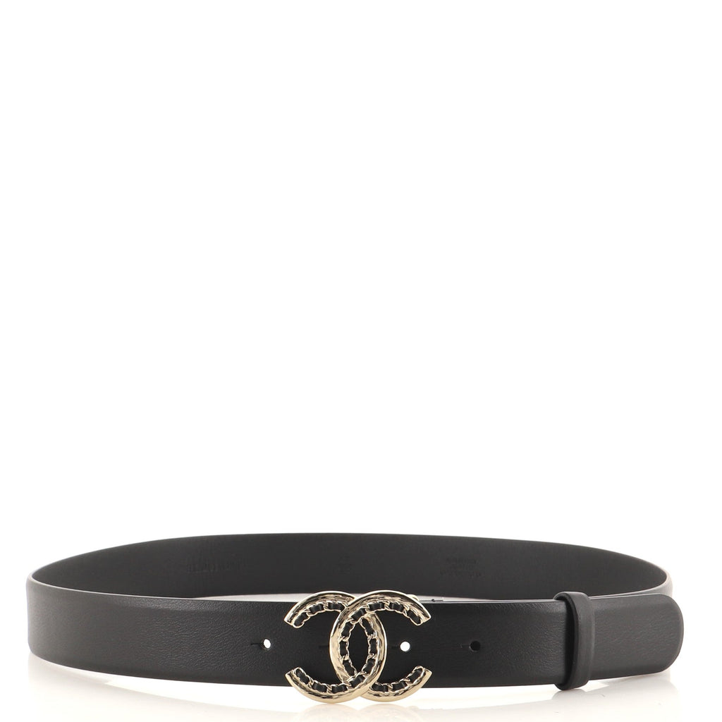Woven Chain CC Buckle Belt Leather Medium 85