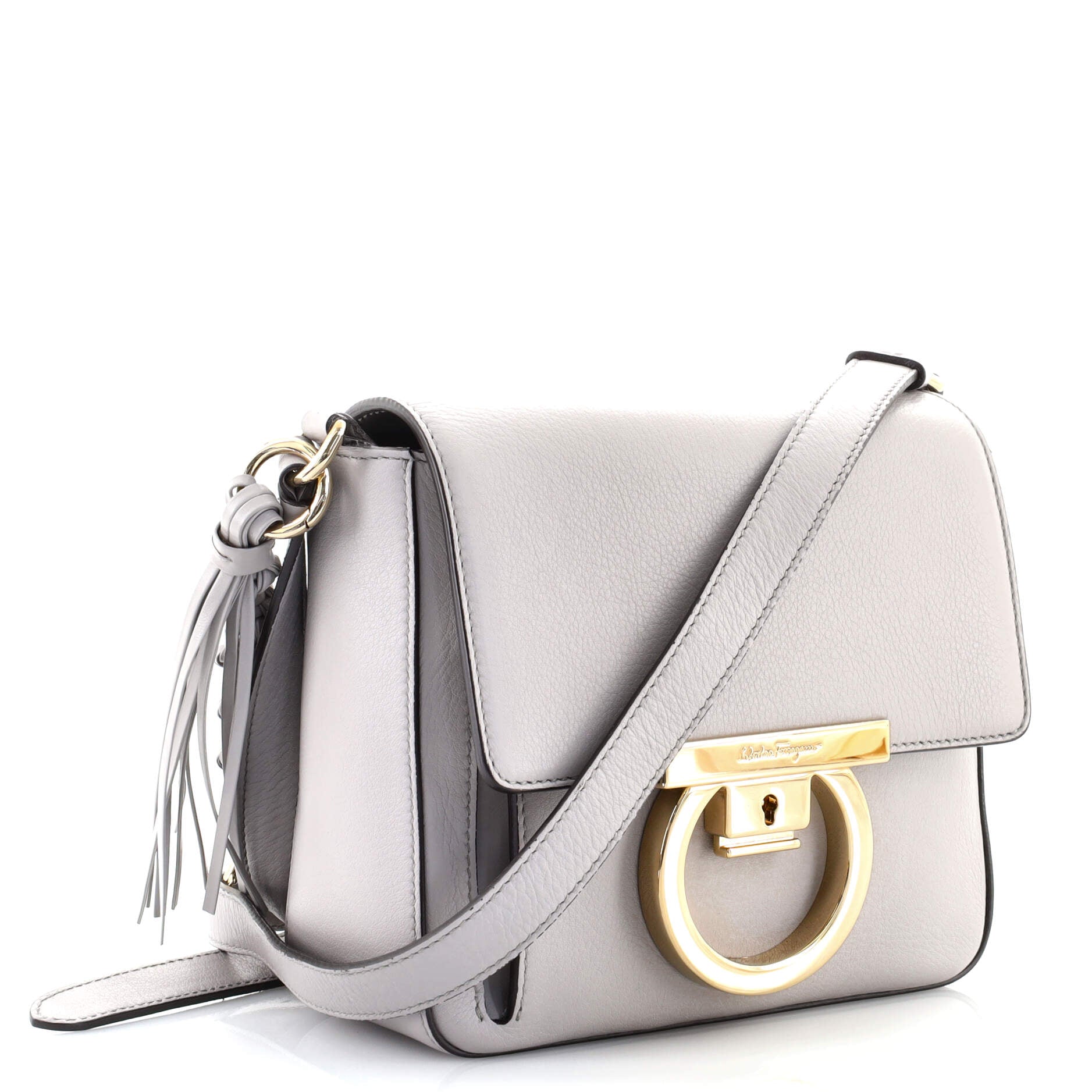 Tassel Gancini Lock Flap Shoulder Bag Leather Mini