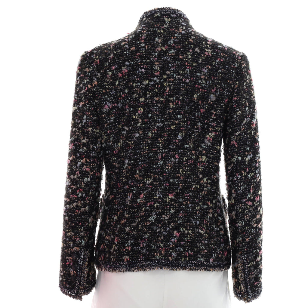 Women's Nehru Collar Double Pocket Jacket Tweed