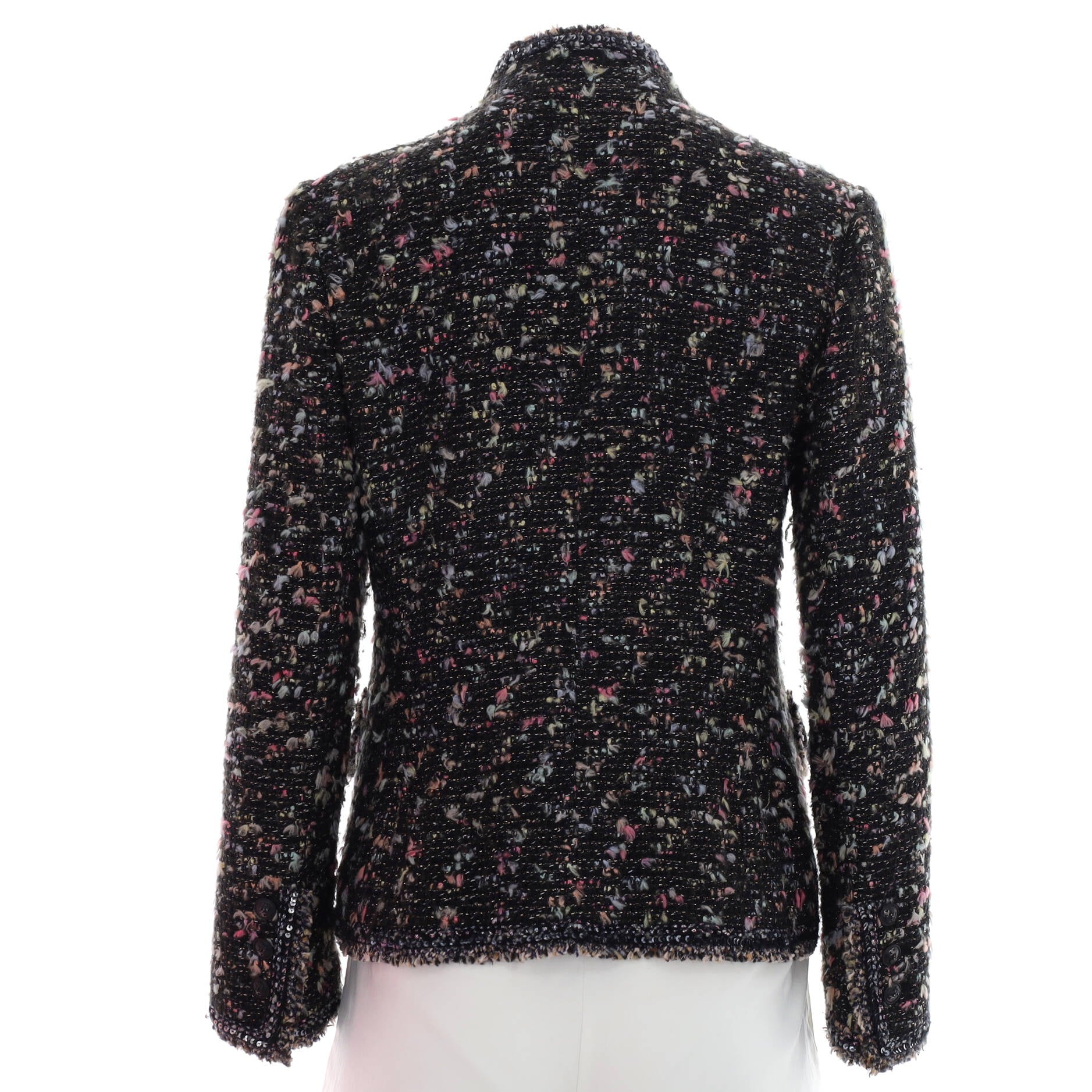 Women's Nehru Collar Double Pocket Jacket Tweed
