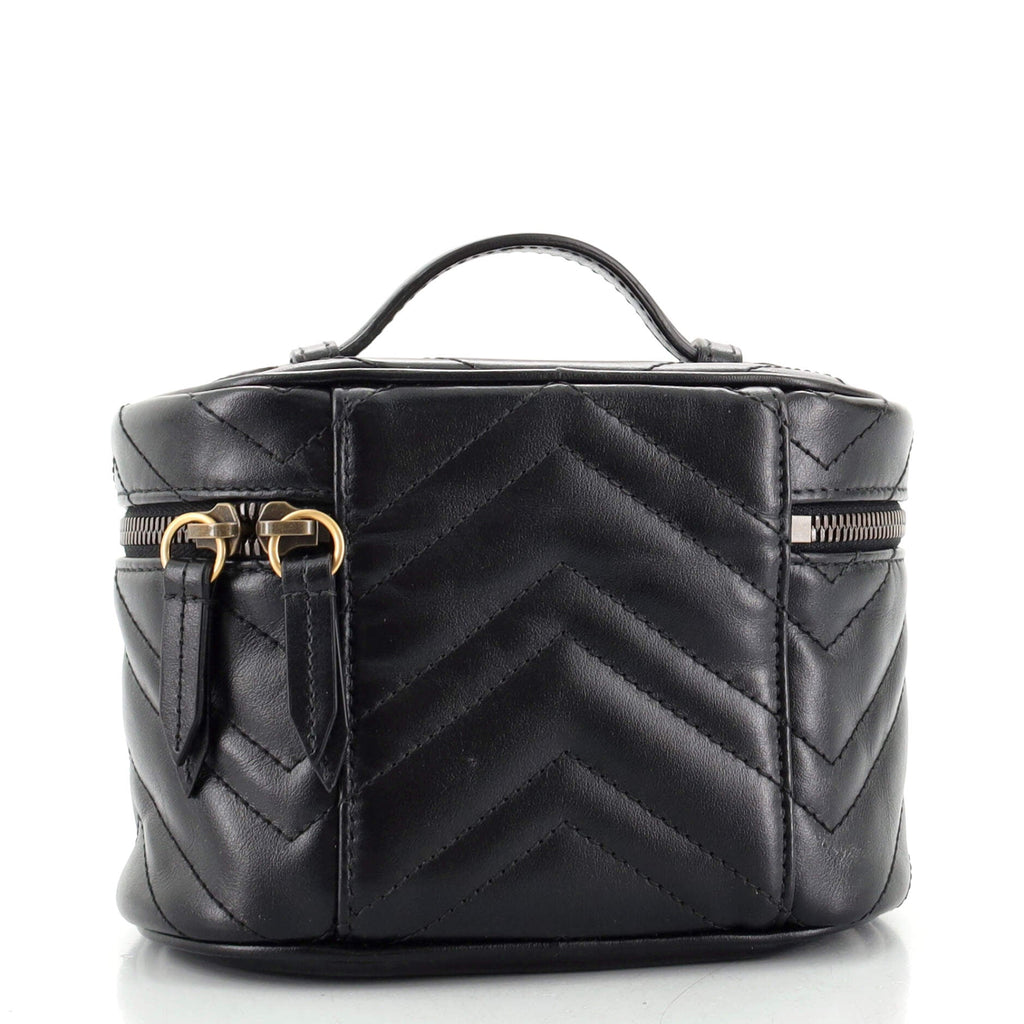 GG Marmont Top Handle Cosmetic Case Matelasse Leather Mini