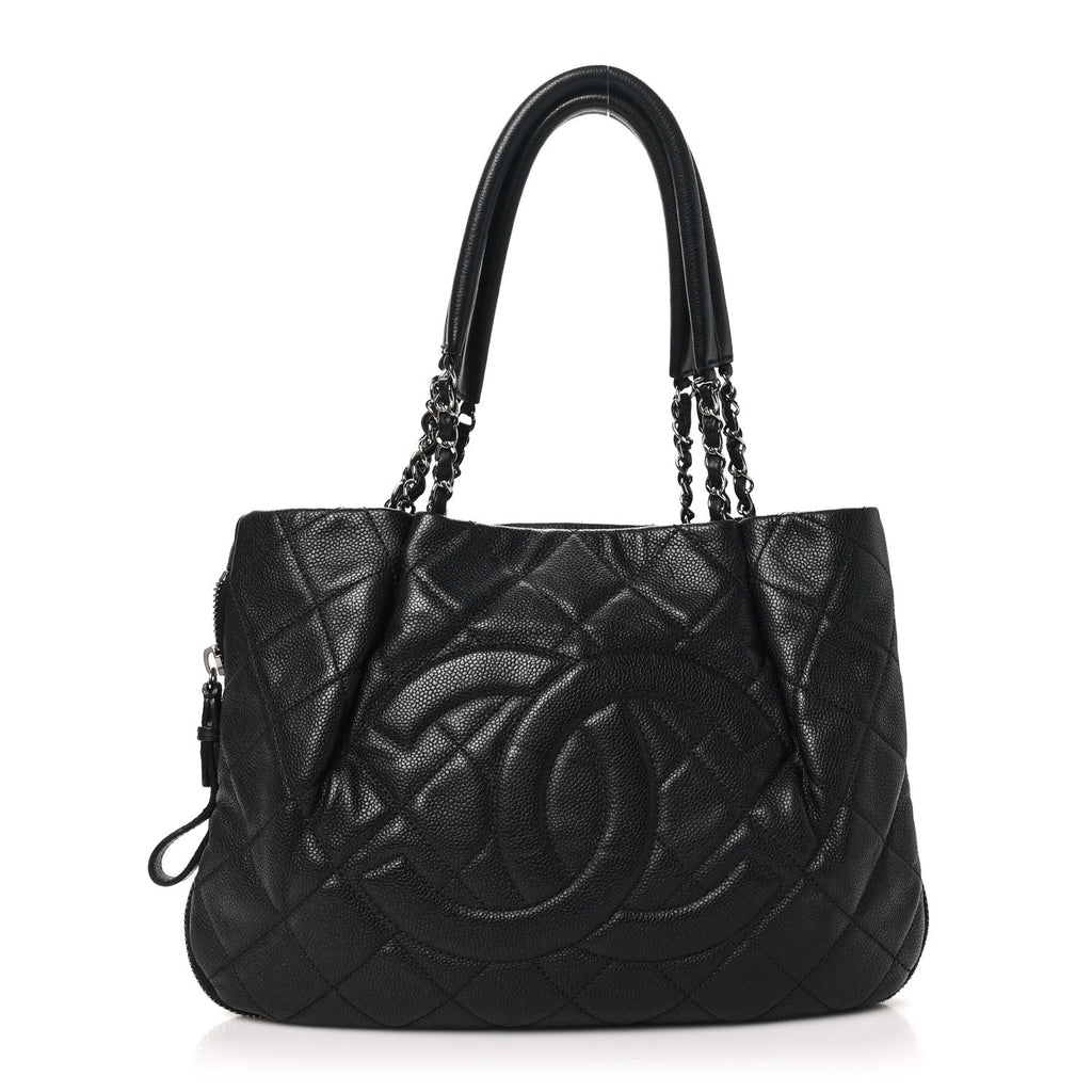 Caviar Quilted CC Zip Around Shoulder Bag Black