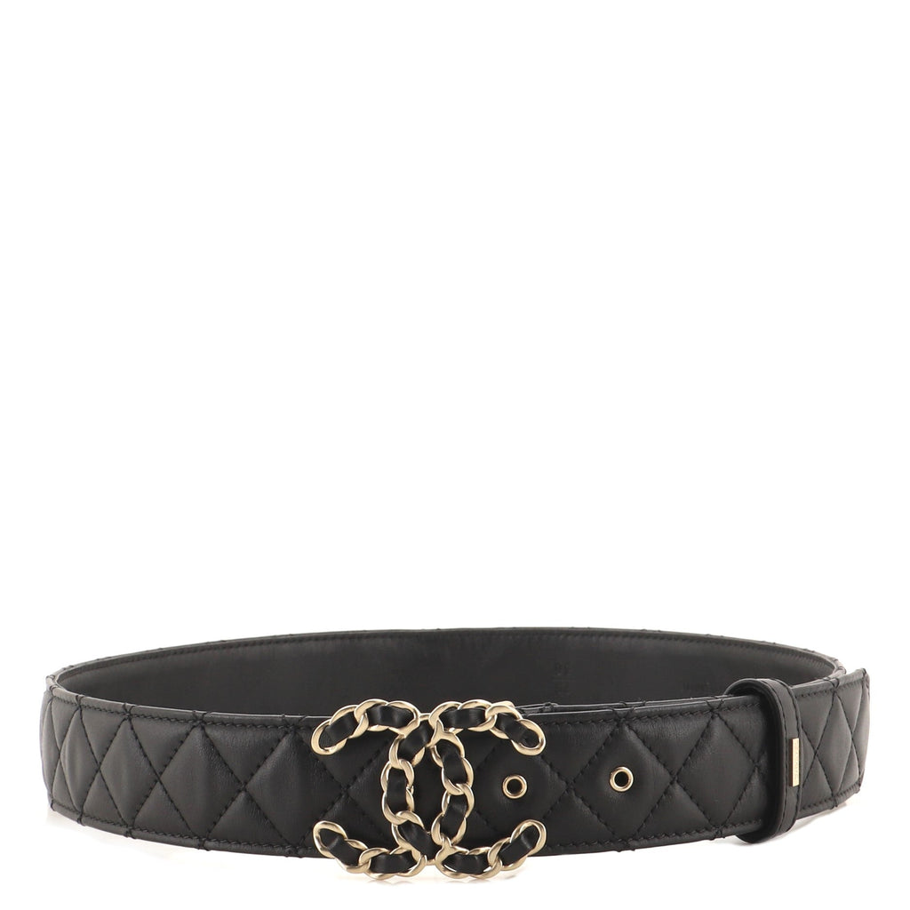 Woven Chain CC Buckle Belt Quilted Leather Medium 75