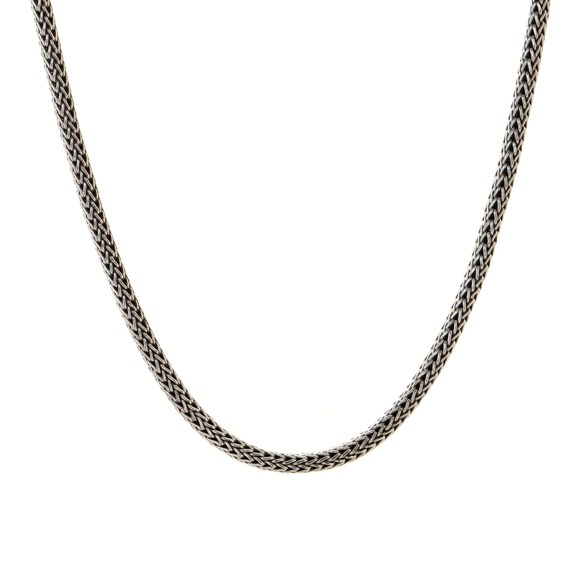 Classic Chain Necklace Sterling Silver with Diamonds 5-7mm