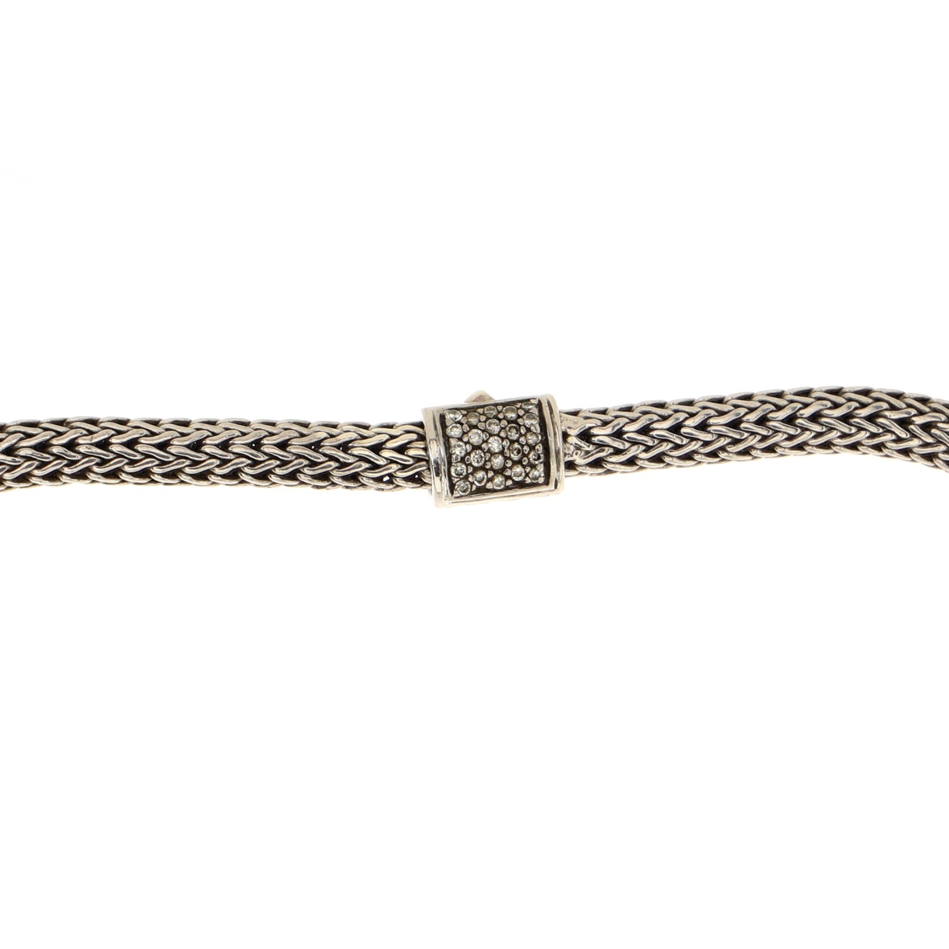 Classic Chain Necklace Sterling Silver with Diamonds 5-7mm