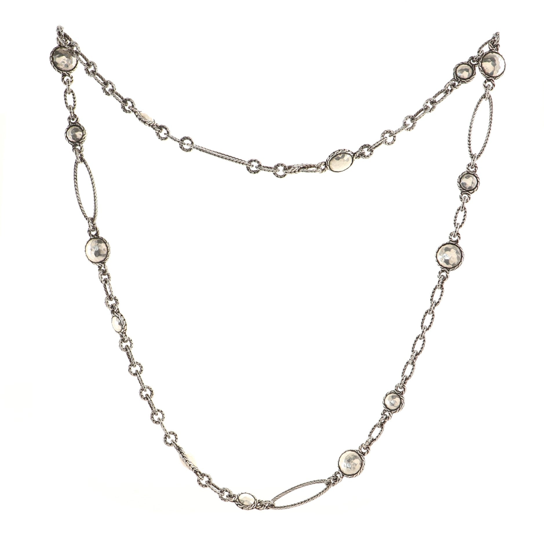 Palu Sautoir Long Link Station Necklace Sterling Silver