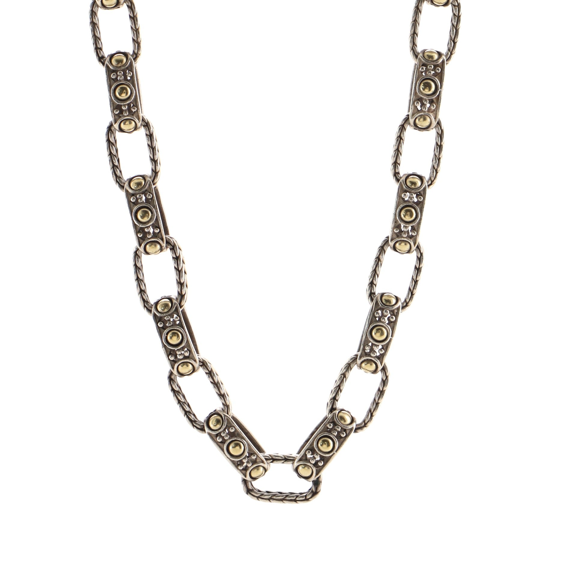 Jaisalmer Link Necklace Sterling Silver with 18K Yellow Gold