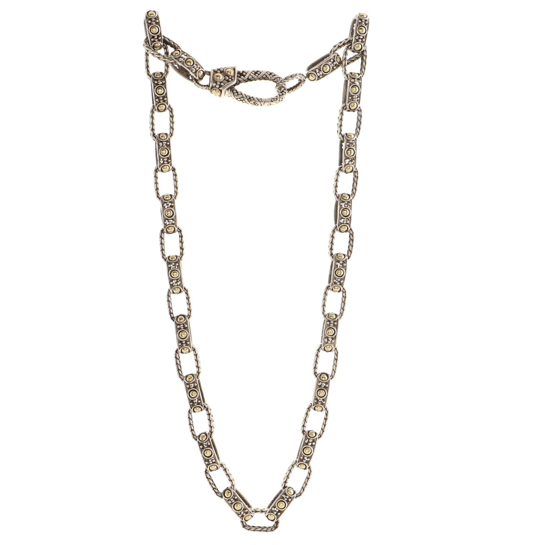 Jaisalmer Link Necklace Sterling Silver with 18K Yellow Gold