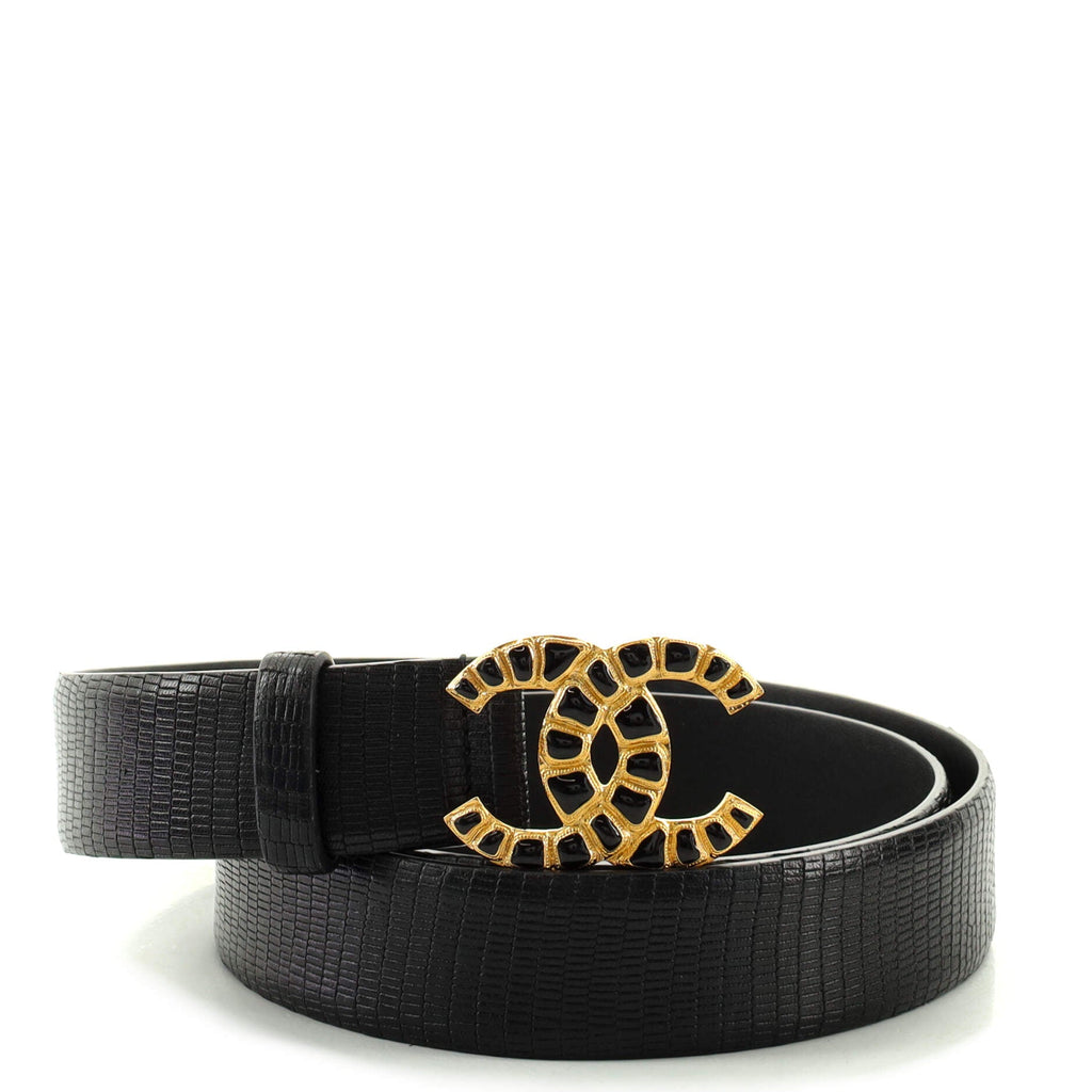 Along the Nile CC Belt Lizard Embossed Leather Medium 90
