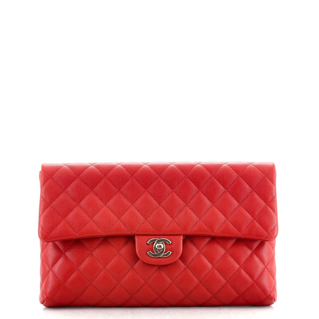 Classic Flap Clutch Quilted Caviar
