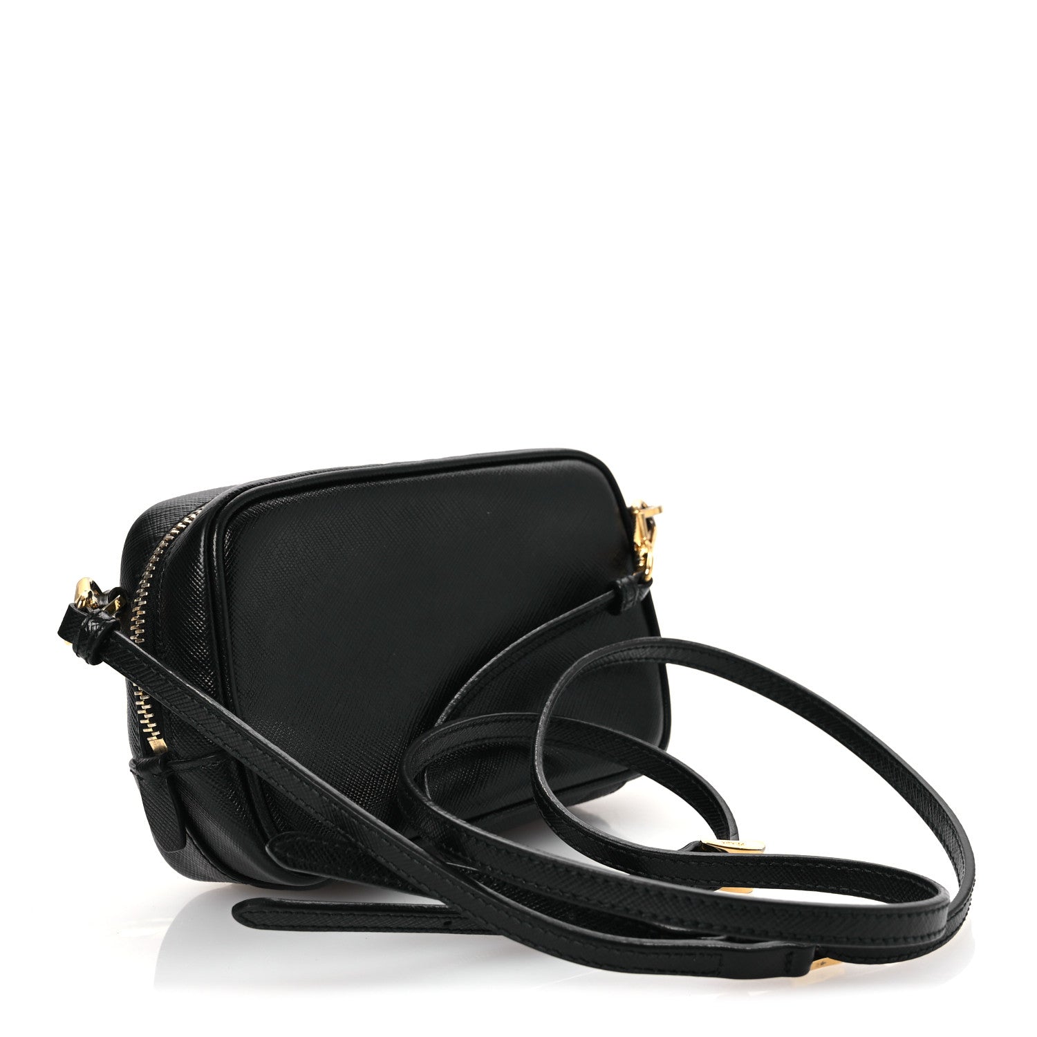Saffiano Fiocco Bow Camera Crossbody Bag Black