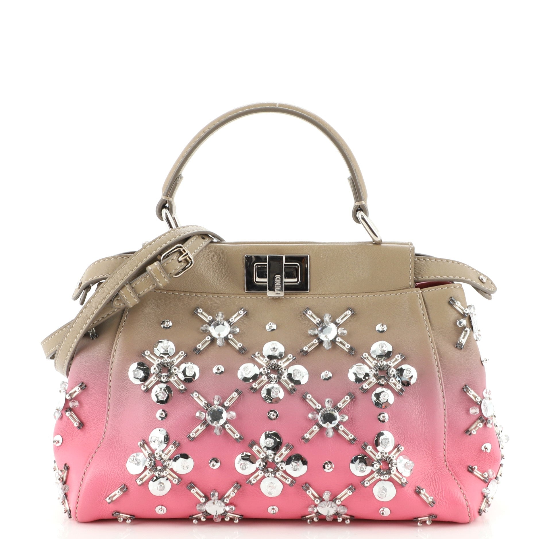 Peekaboo Bag Crystal Embellished Ombre Leather Mini