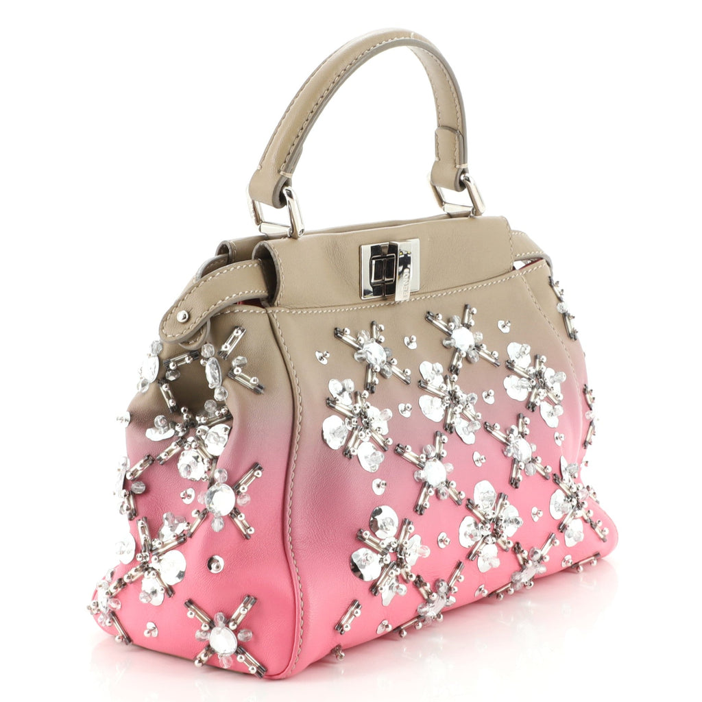 Peekaboo Bag Crystal Embellished Ombre Leather Mini