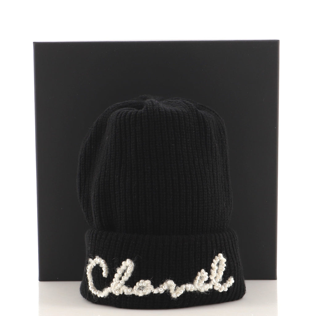 Logo Beanie Cashmere with Pearls XXL