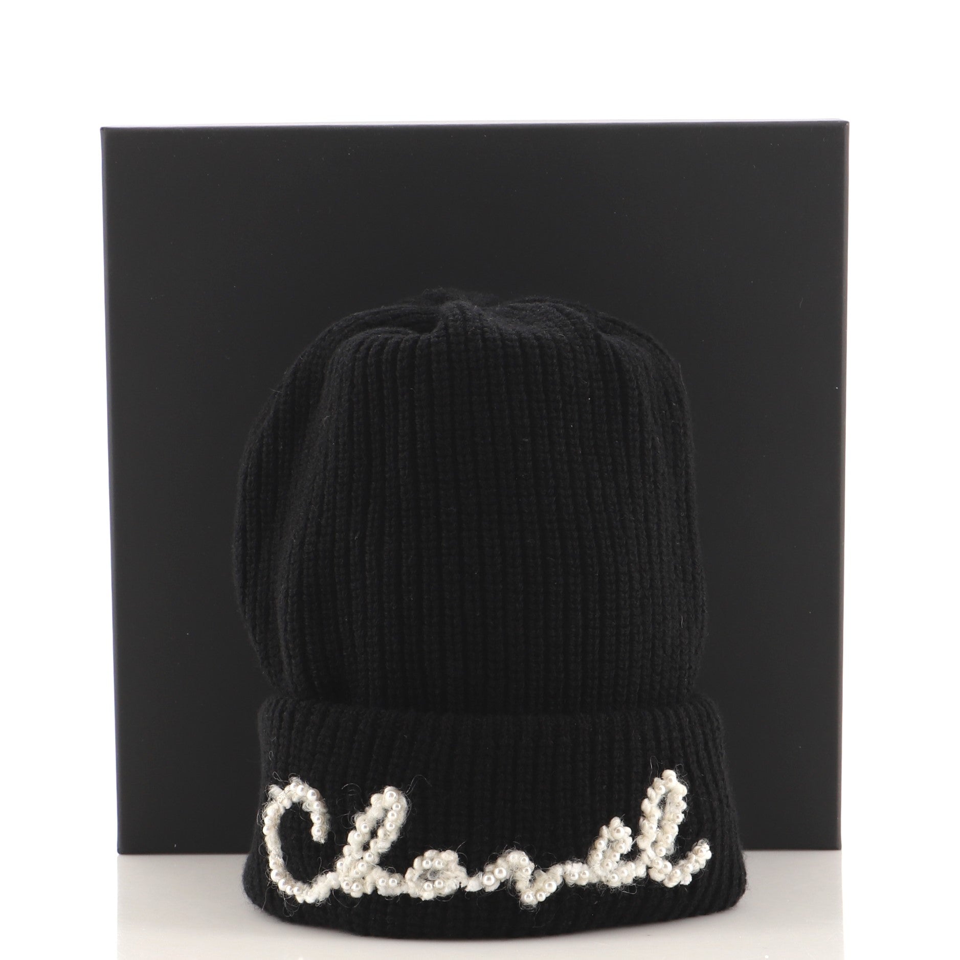 Logo Beanie Cashmere with Pearls XXL