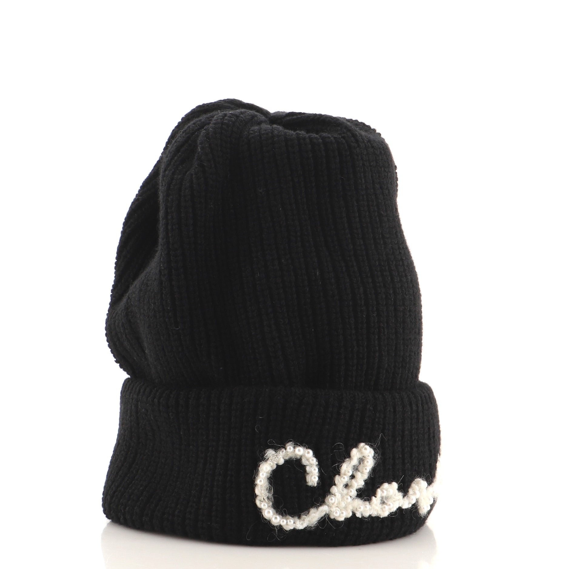 Logo Beanie Cashmere with Pearls XXL