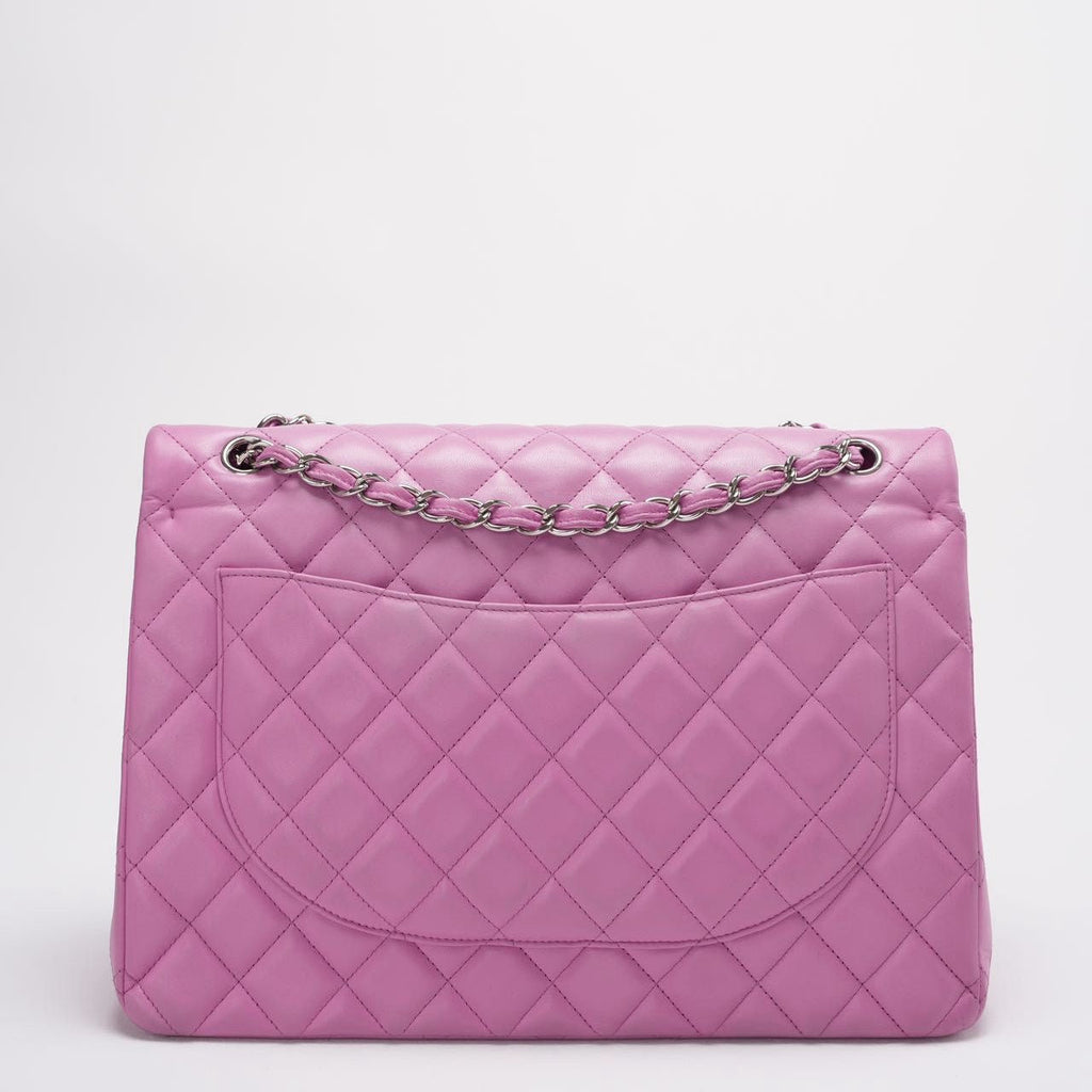 Chanel Timeless Classic Flap Bag Maxi Lilac Purple with Silver Hardware