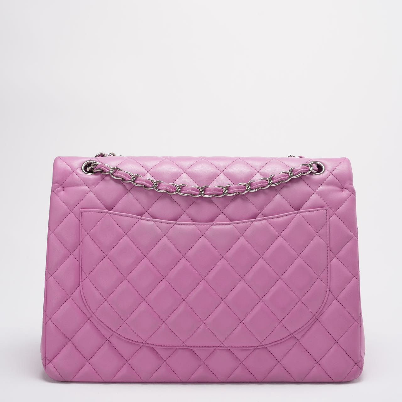 Chanel Timeless Classic Flap Bag Maxi Lilac Purple with Silver Hardware