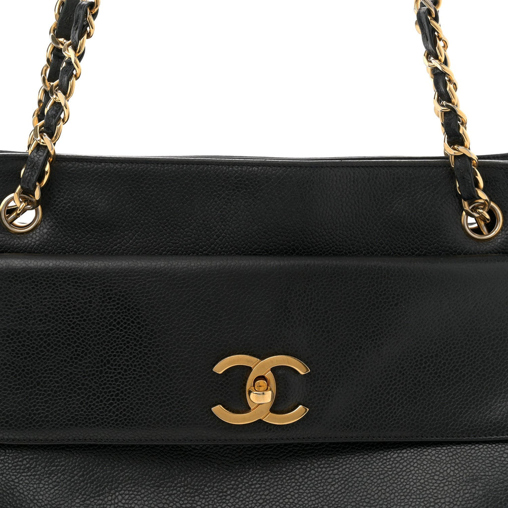 Caviar Flap Shoulder Bag Black