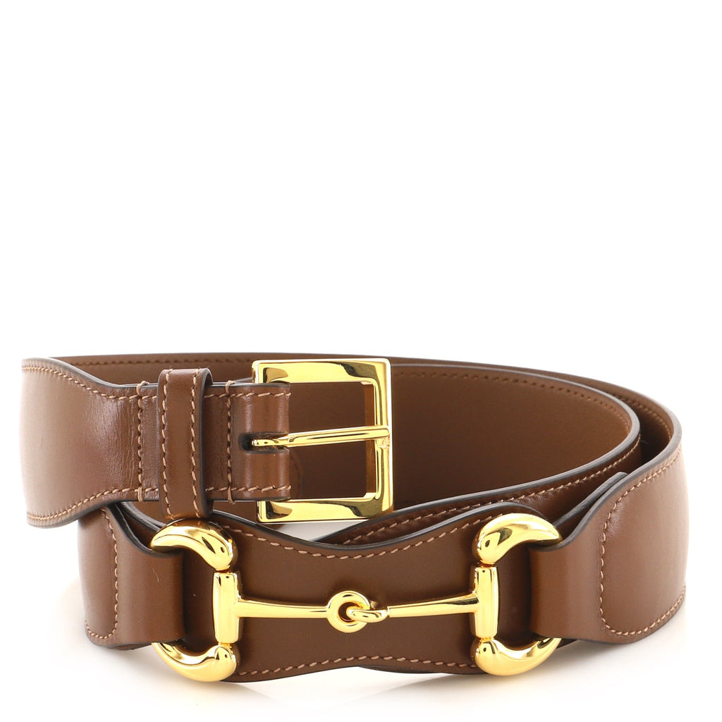 Horsebit Buckle Belt Leather Wide 95