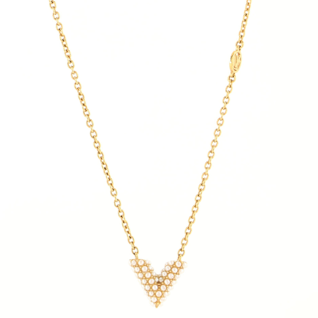 Essential V Perle Necklace Metal with Faux Pearls