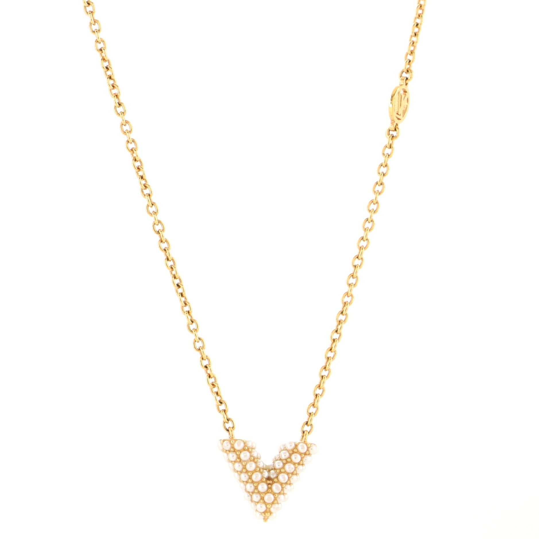 Essential V Perle Necklace Metal with Faux Pearls