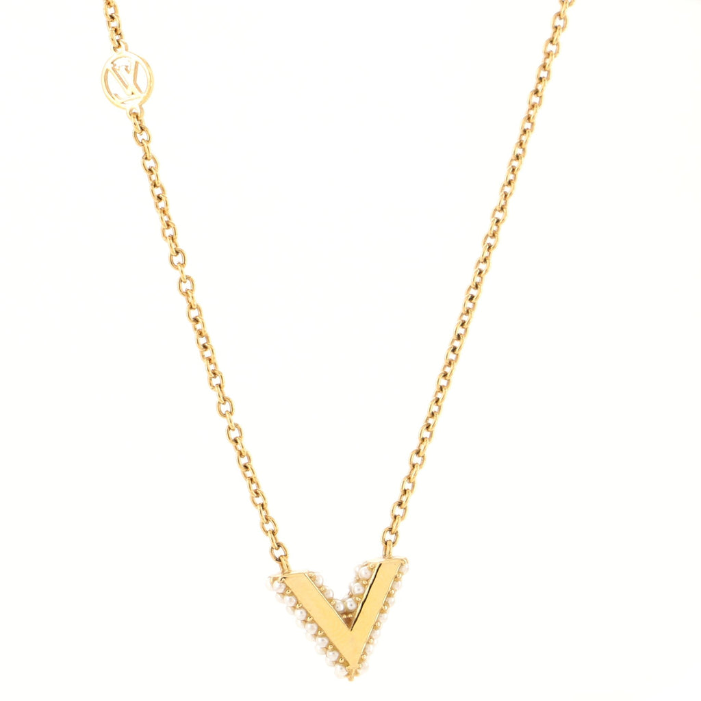 Essential V Perle Necklace Metal with Faux Pearls