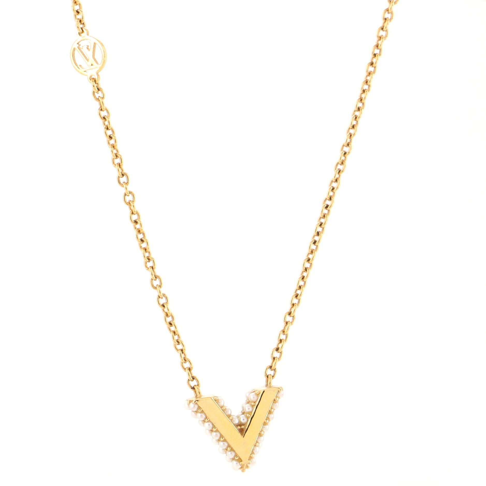 Essential V Perle Necklace Metal with Faux Pearls