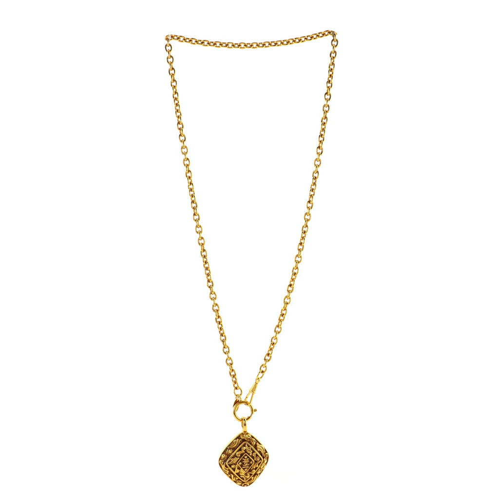 Vintage CC Diamond Pendant Necklace Metal