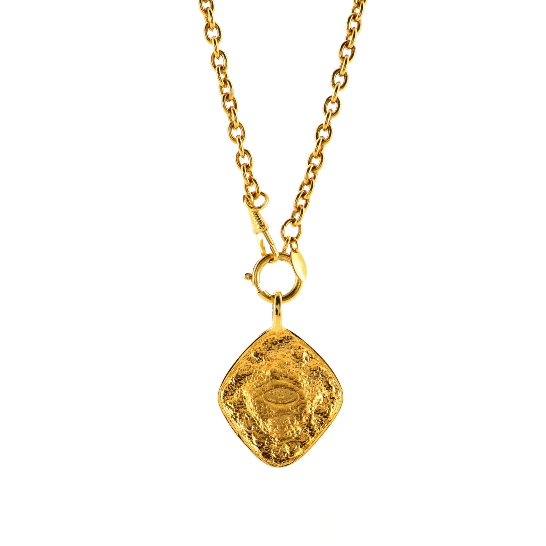 Vintage CC Diamond Pendant Necklace Metal