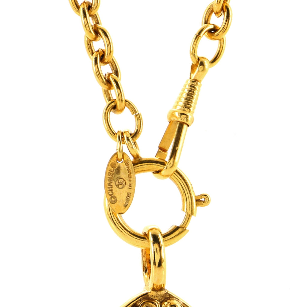 Vintage CC Diamond Pendant Necklace Metal
