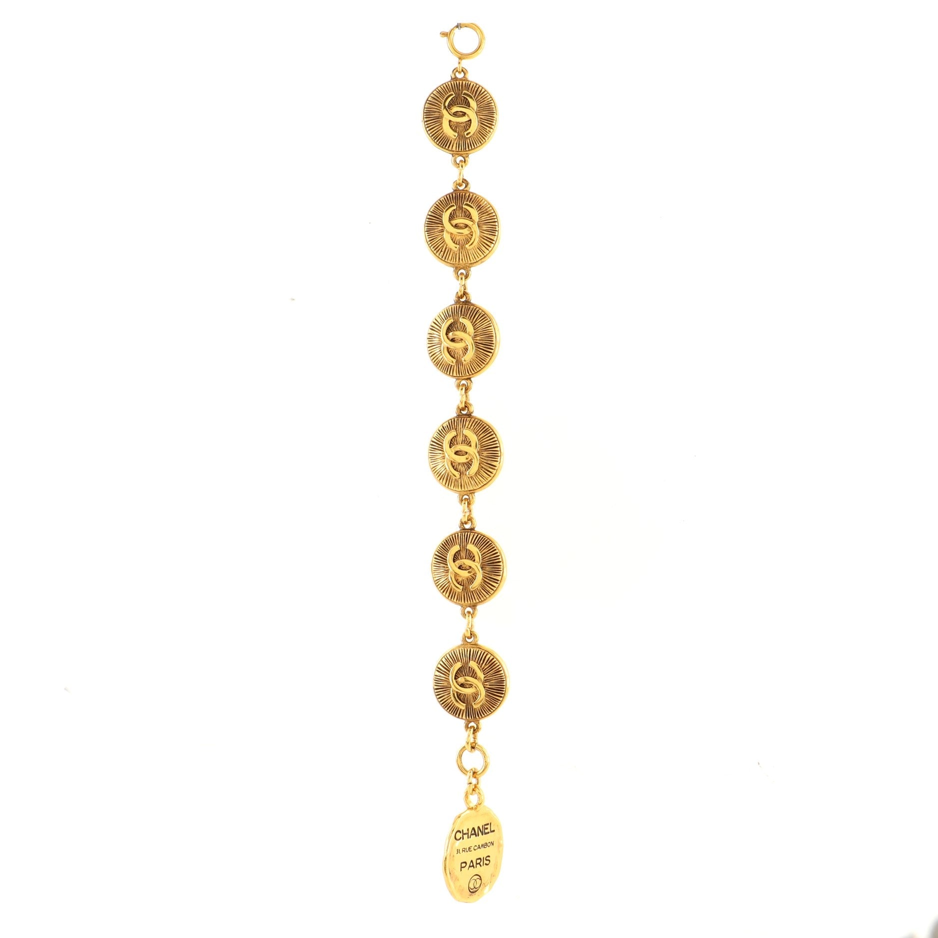 Vintage CC Medallion Charm Bracelet Metal