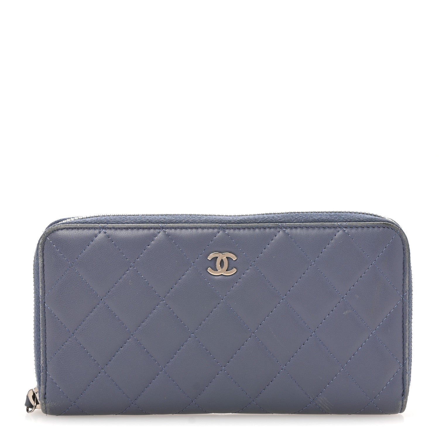 Lambskin Quilted Large Gusset Zip Around Wallet Lavender