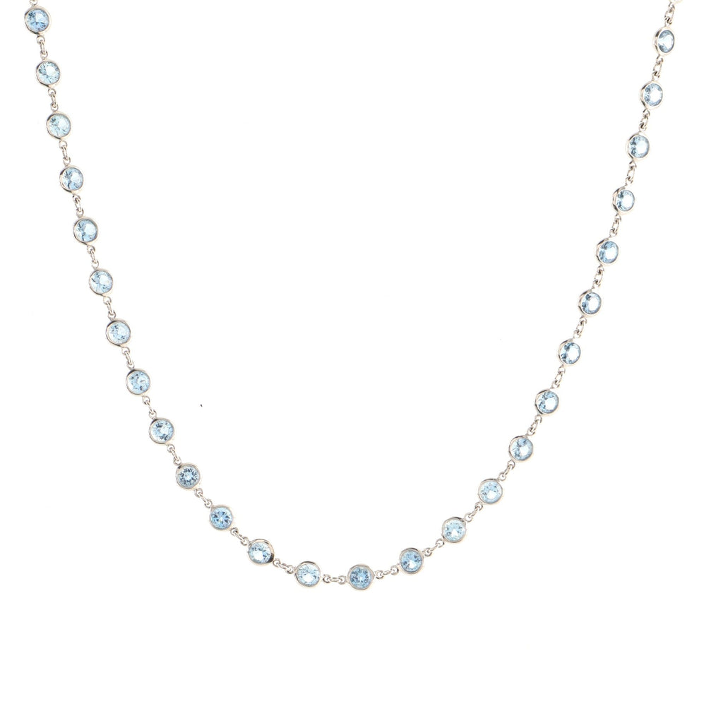 Elsa Peretti Color By The Yard Necklace Platinum with Aquamarine