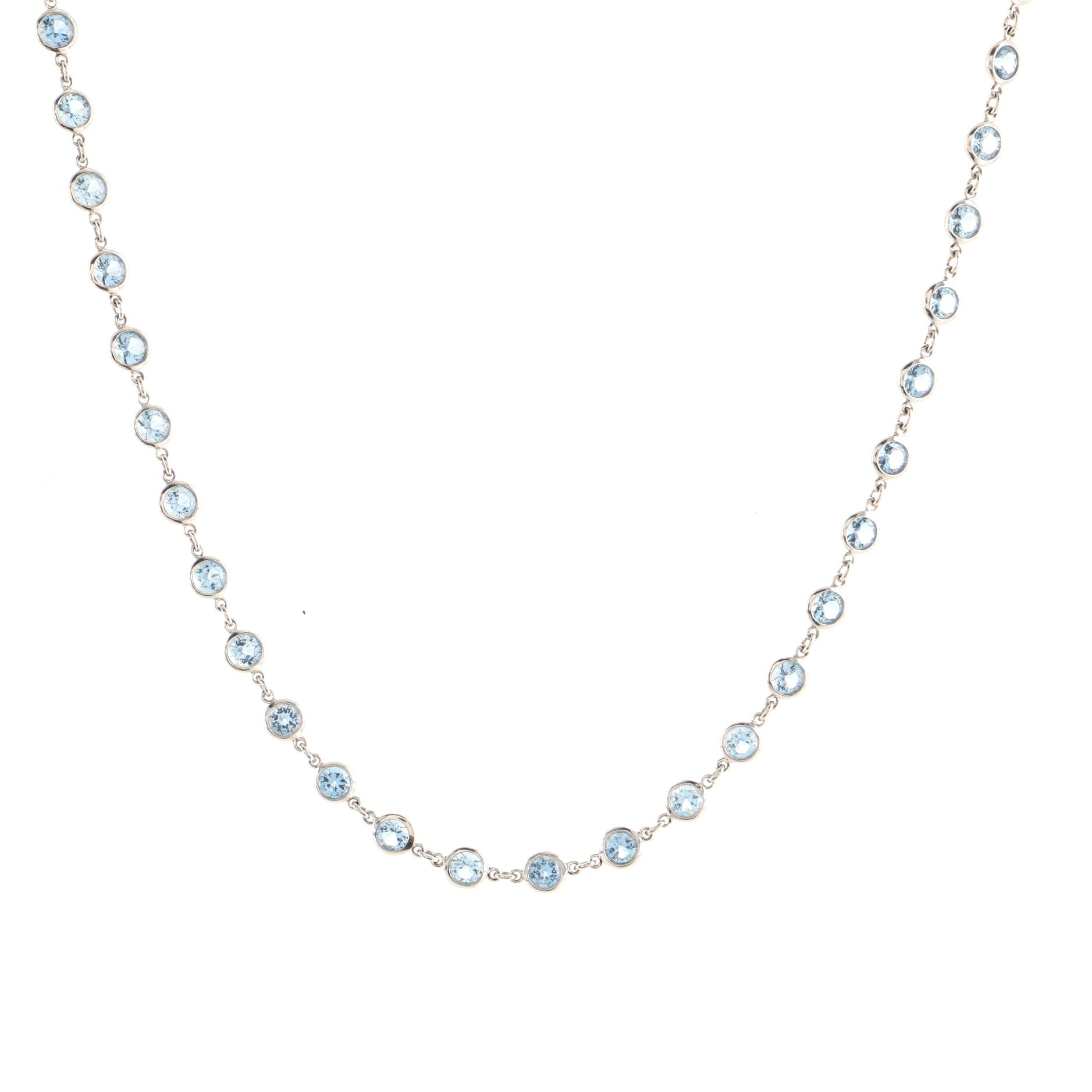 Elsa Peretti Color By The Yard Necklace Platinum with Aquamarine