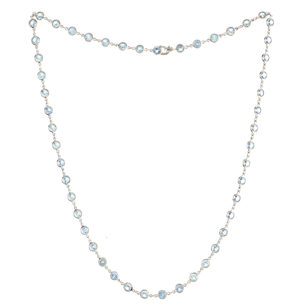 Elsa Peretti Color By The Yard Necklace Platinum with Aquamarine