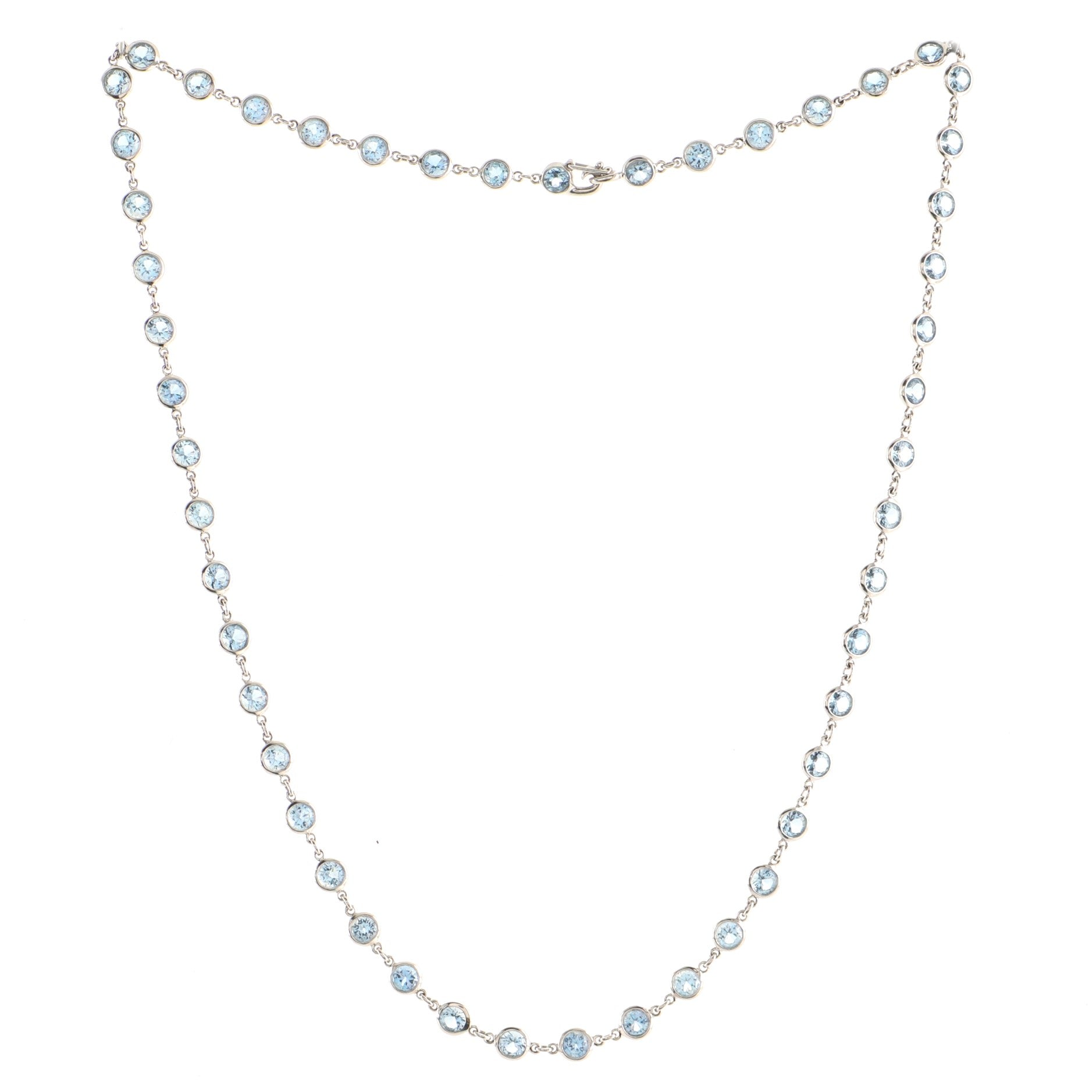 Elsa Peretti Color By The Yard Necklace Platinum with Aquamarine