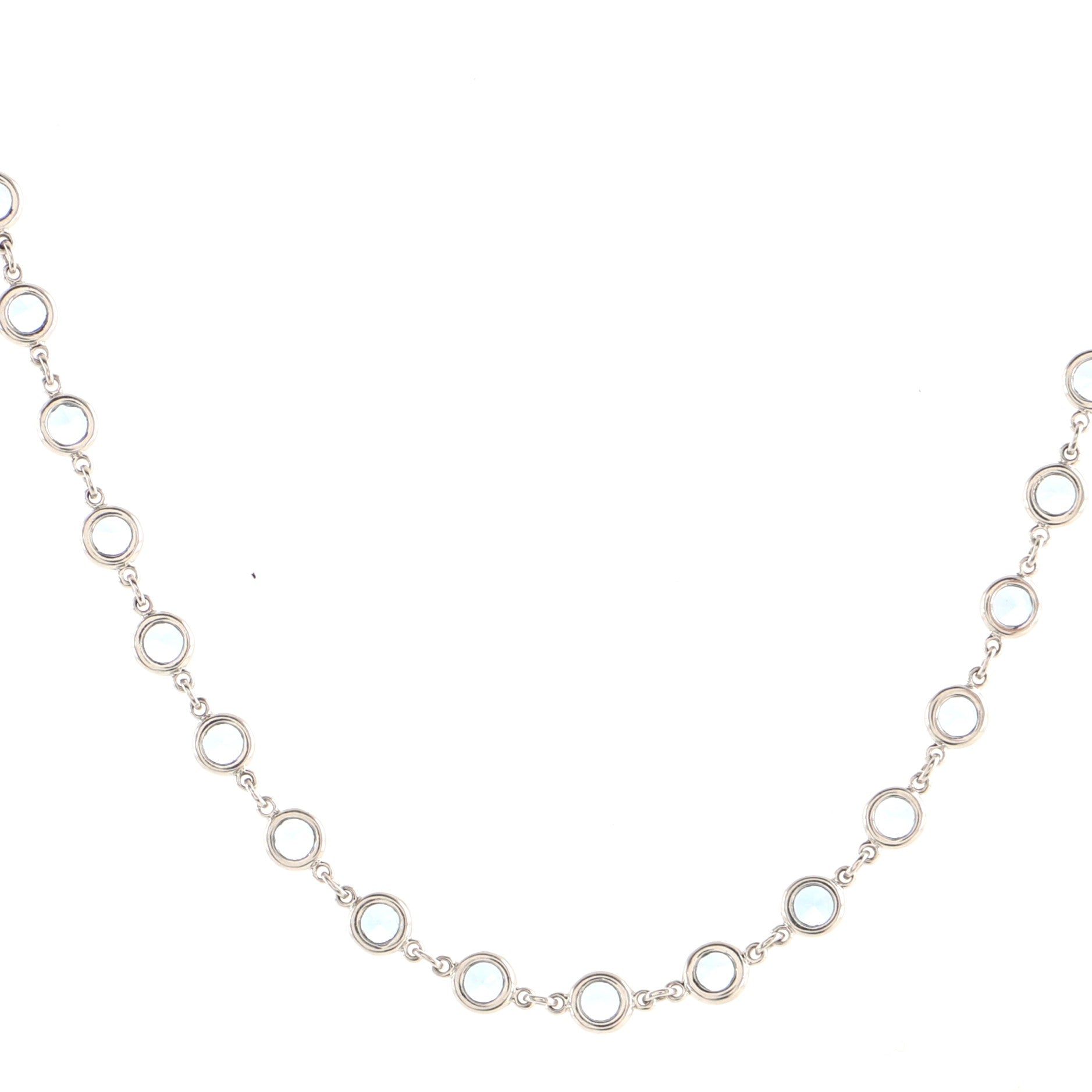 Elsa Peretti Color By The Yard Necklace Platinum with Aquamarine