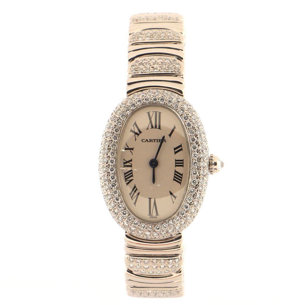 Baignoire Quartz Watch White Gold and Diamond Bezel and Strap 22