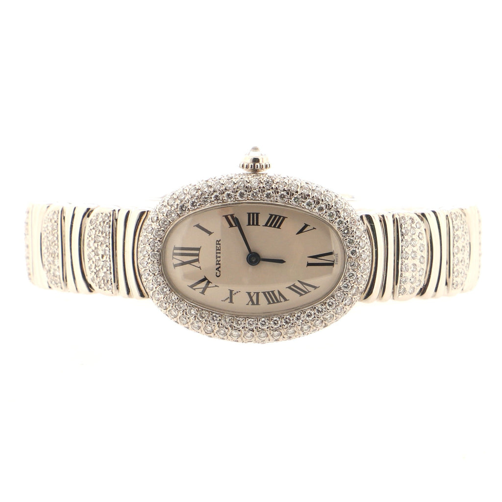 Baignoire Quartz Watch White Gold and Diamond Bezel and Strap 22