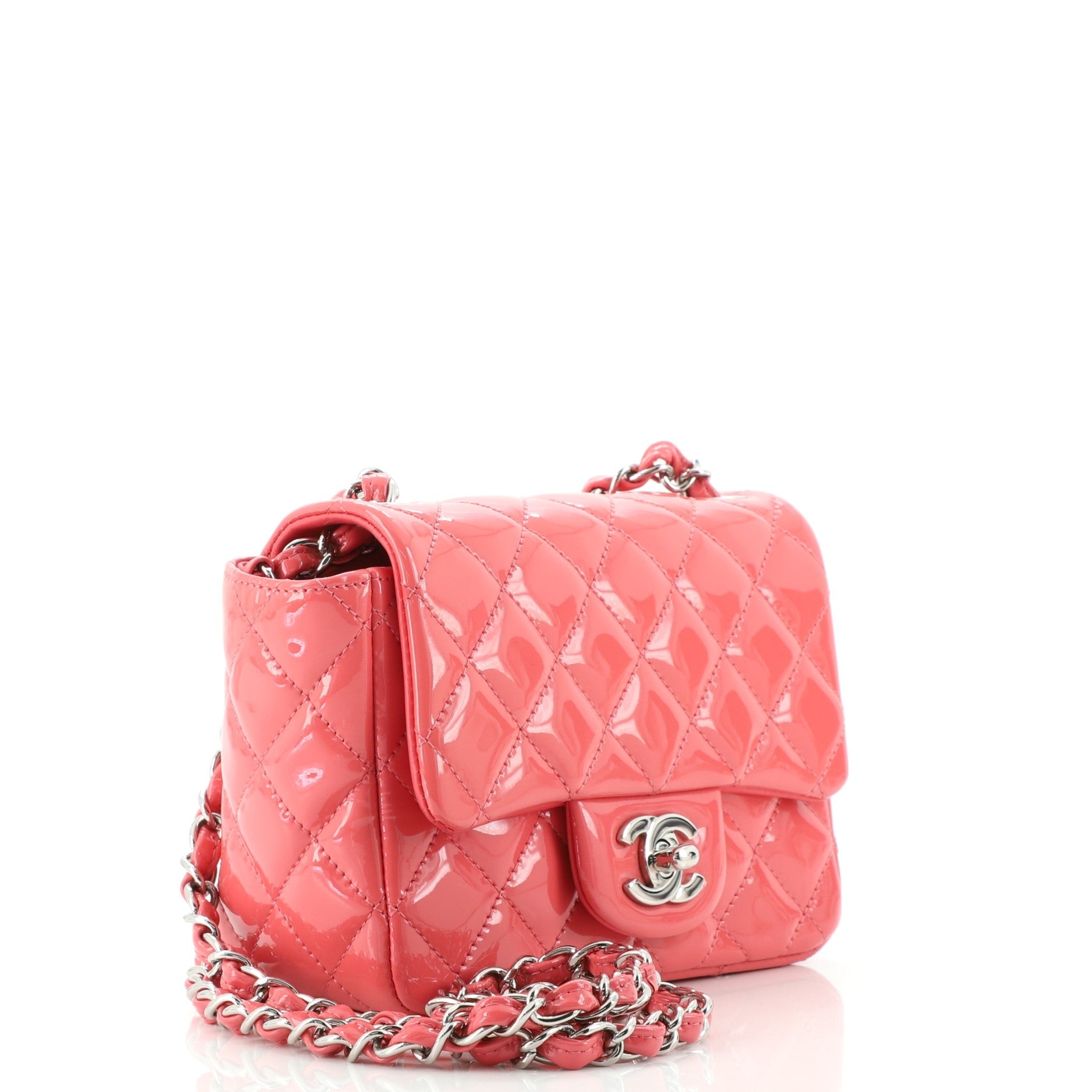 Square Classic Single Flap Bag Quilted Patent Mini